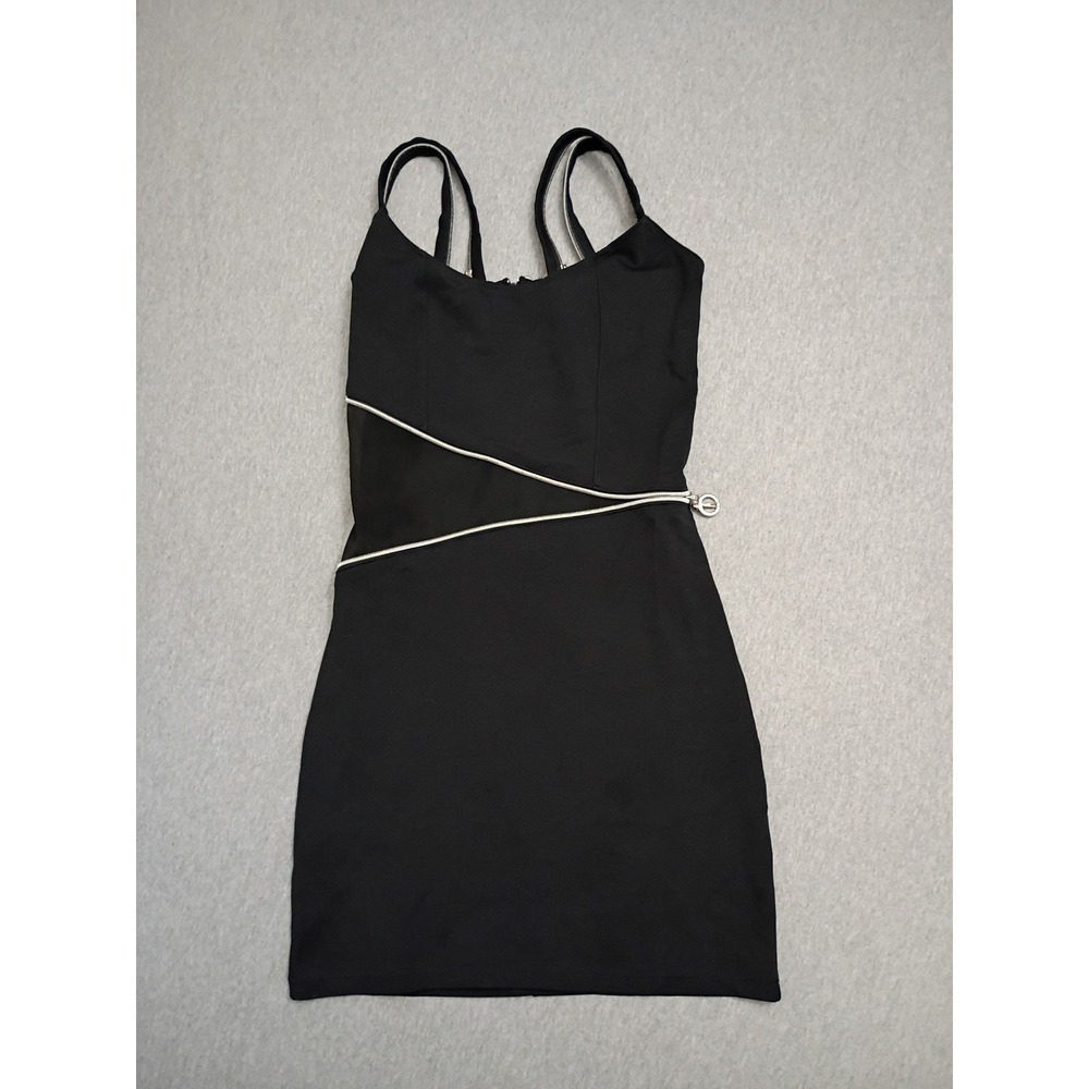 LGP Panassa Paris RARE Black Zip Mesh Cutout Mini Dress Double Strap LBD France